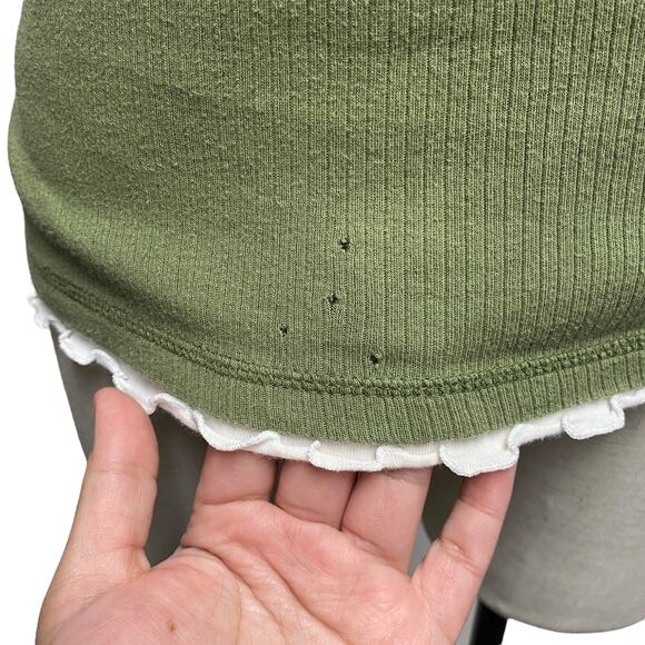 Vintage R Doll Womens Size S Green Layered Lace V Neck Ribbed Shirt - Picture 5 of 8